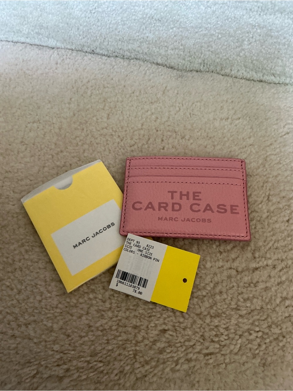 MARC JACOBS THE LEATHER CARD CASE HOLDER IN RIBBON PINK